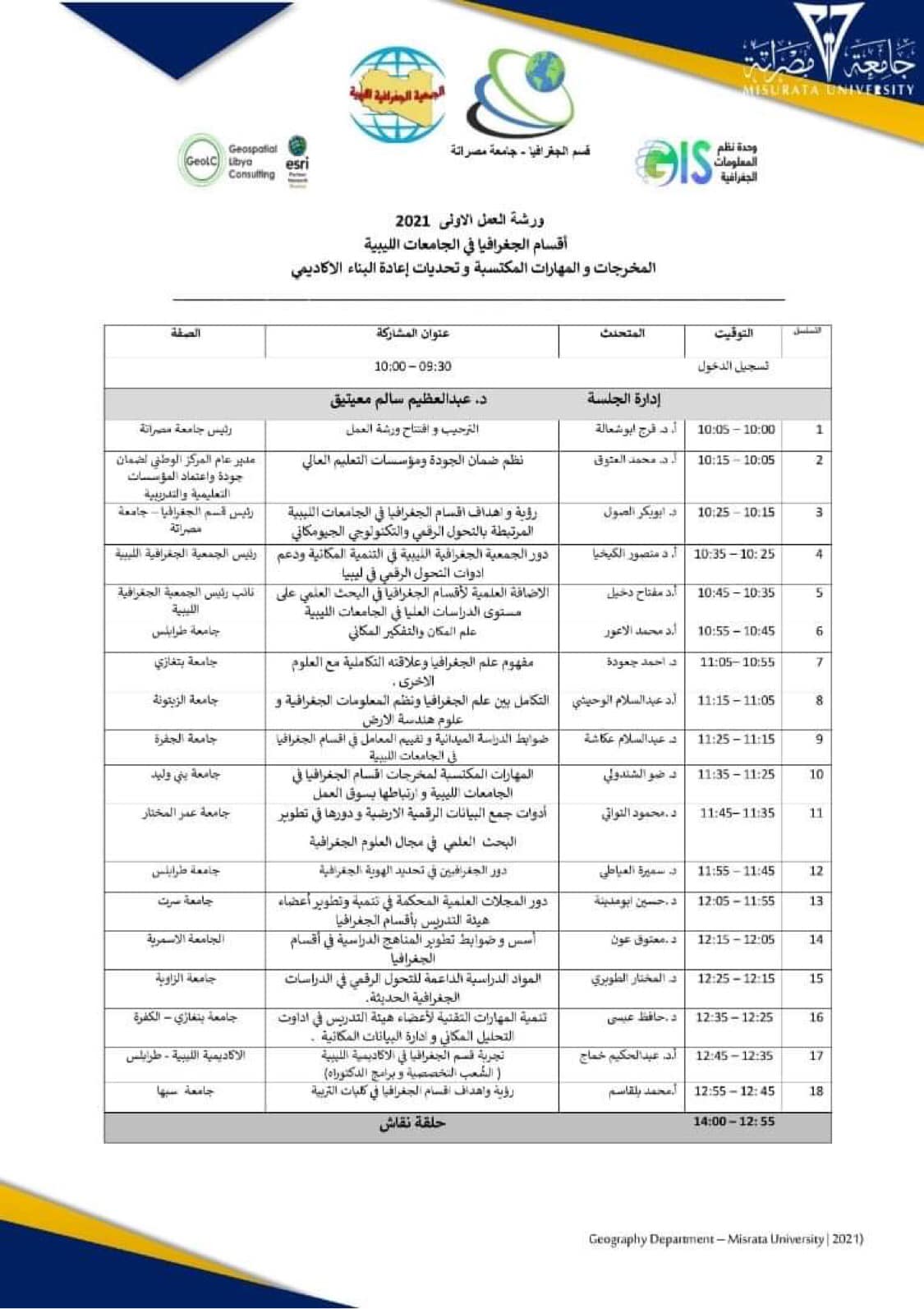 أقسام الجغرافيا في الجامعات الليبية المخرجات والمهارات المكتسبة وتحديات إعادة البناء الأكاديمي