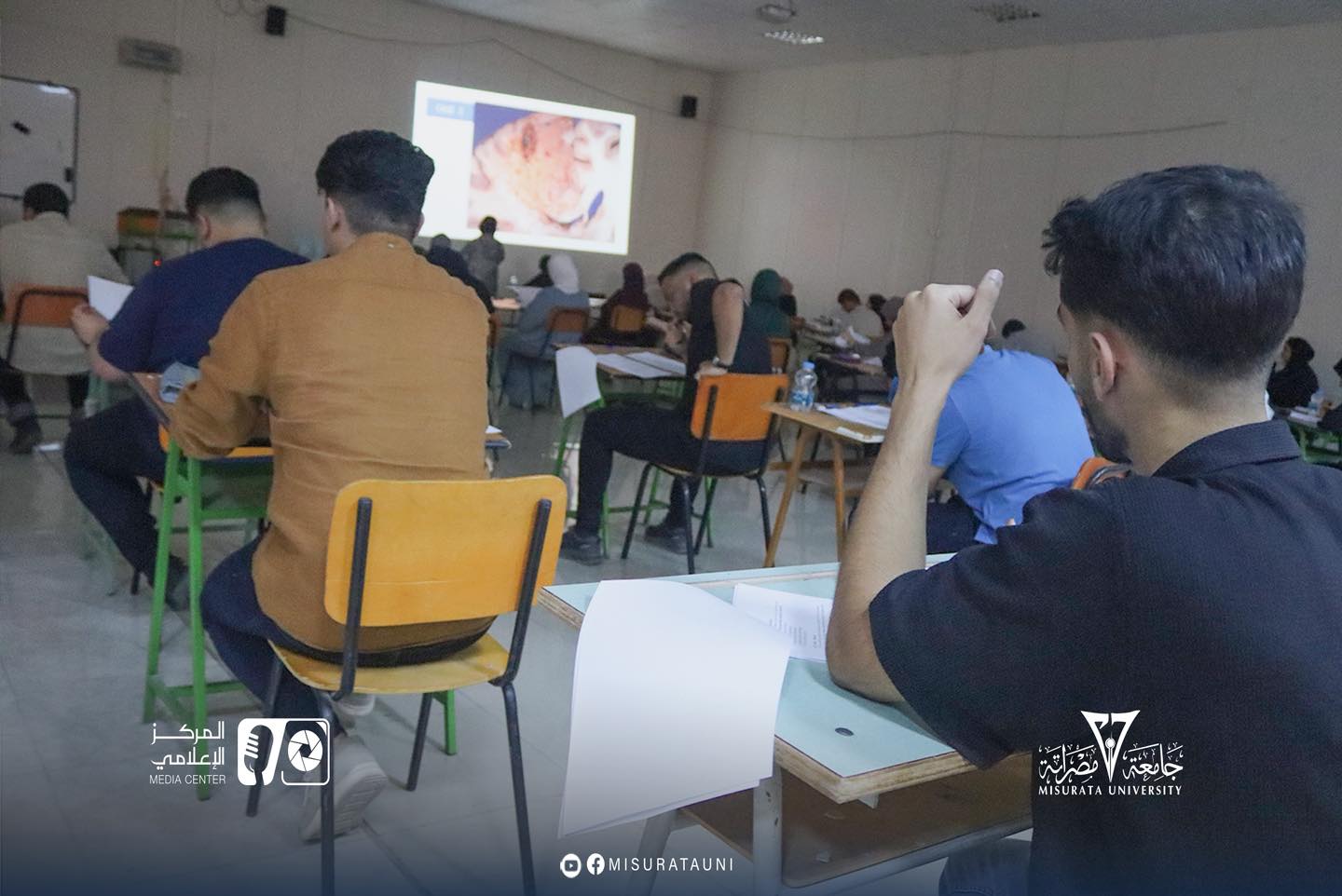 The start of the final practical exams for the Pathology and Genetics course at the Faculty of Medicine, Misurata University.
                     width=