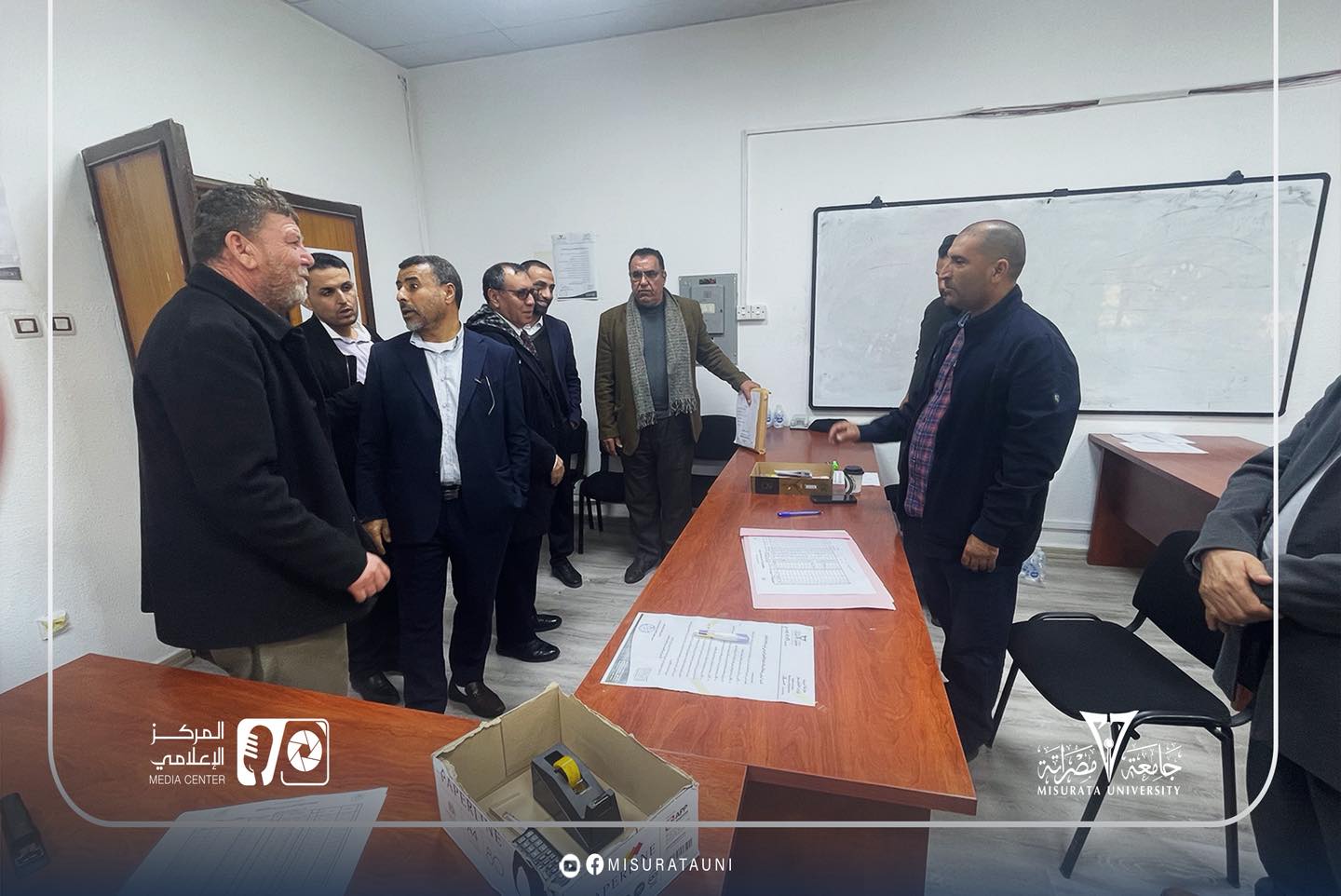 The Presidency of Misrata University is monitoring the progress of the final exams at the Faculty of Economics and Political Science.
                     width=