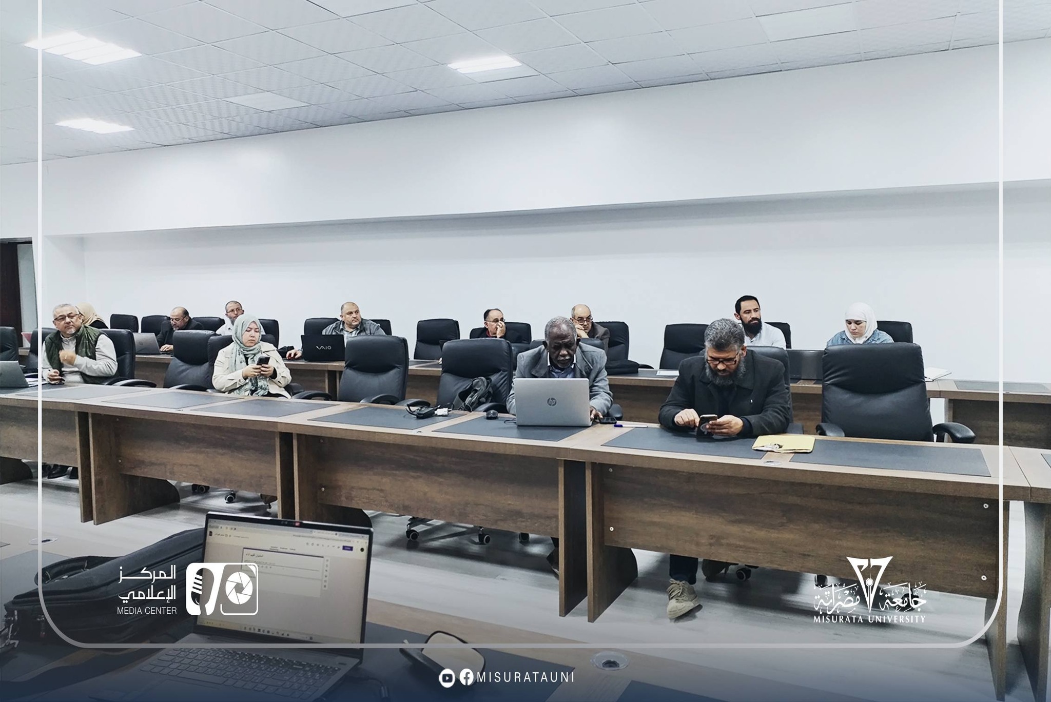Misrata University organizes a training workshop on performance evaluation surveys using Google Forms and artificial intelligence techniques.
                     width=